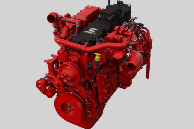 A red and black engine
